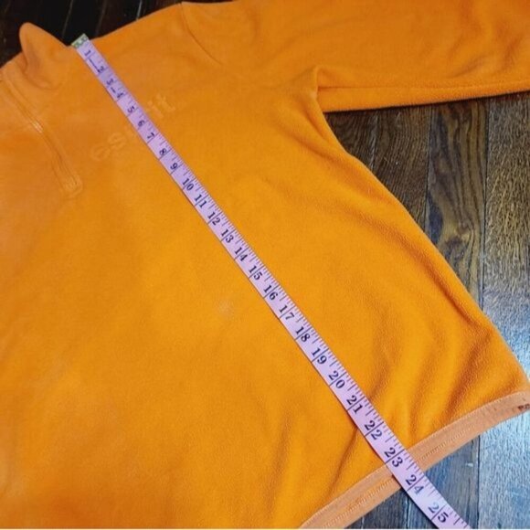 Vintage 90s Esprit Orange 1/4 Zip Logo Pullover Fleece Jacket - Picture 10 of 15